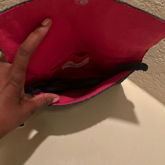 Guadalupe Margharita Convertible Crossbody Clutch Blue Woven Embroidered Floral - Picture 4 of 11